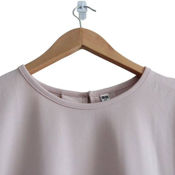 Uniqlo Womens Pink Short Sleeve Blouse Size XXL Crewneck Keyhole Back Careerwear - Picture 3 of 7